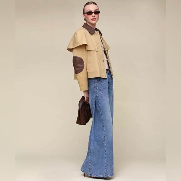 Avec Les Filles Women's Cropped Cape Trench Coat NEW With Tags Size Large - Picture 6 of 10